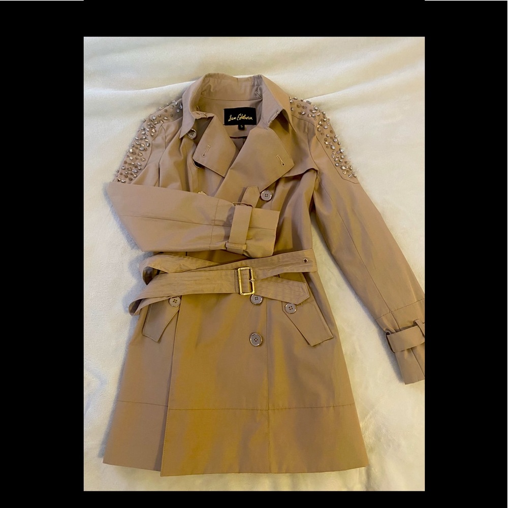 NEW - Sam Edelman Double Breasted Trench Coat with Studded Shoulders Size S